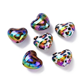 УФ-покрытие, переливающиеся и напечатанные непрозрачные акриловые бусины, сердце с леопардовым рисунком