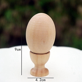 Easter Theme Wooden Craft Egg & Base, Unfinished Wood for Children Painting
