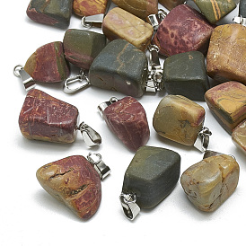 Gemstone Pendants, with Stainless Steel Snap On Bails, Nuggets