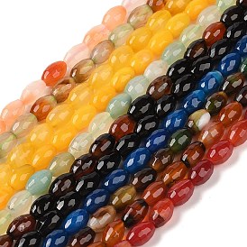 Природный агат бисер нитей, окрашенная и подогревом, граненые, овальные