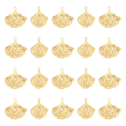 201 подвески из нержавеющей стали, гравированные металлические украшения, гингко лист