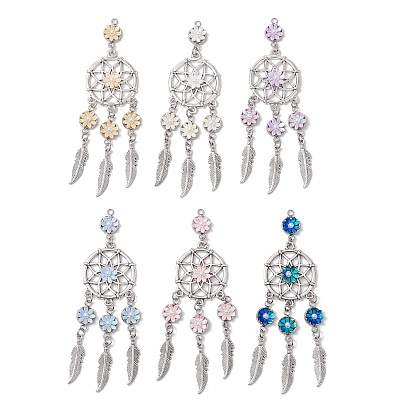 Сплавочные подвески тибетского стиля, тканая сетка, с колпачками из непрозрачной смолы и бусинами из АБС-пластика, имитирующими жемчуг