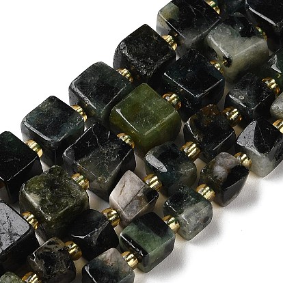 Натуральные изумрудные бисерные пряди, кубические, с бисером