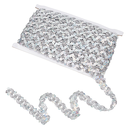 13m металлизированная кружевная отделка, волнистая лента с пайеткой, для шитья украшения