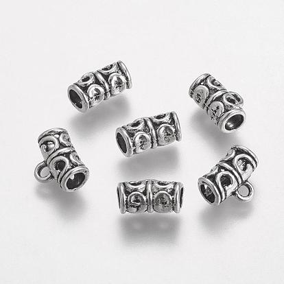 Tibetan Style Tube Bails, Loop Bails, Cadmium Free & Lead Free, Bail Beads, Tube, 11.5x9x6mm, Hole: 2mm