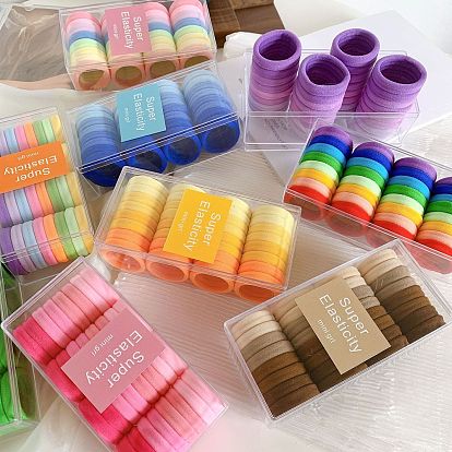 Cute Rainbow Hair Tie Set - Sweet Macaron Gradient Color Hairband, Towel Ring.