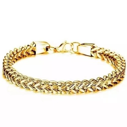 6mm Stainless Steel Bracelet with Woven Four-sided Grinding Chain - Hip-hop Style