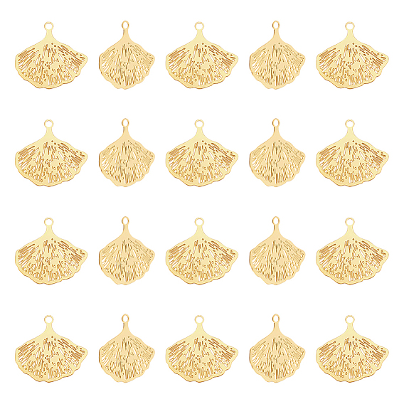 201 подвески из нержавеющей стали, гравированные металлические украшения, гингко лист