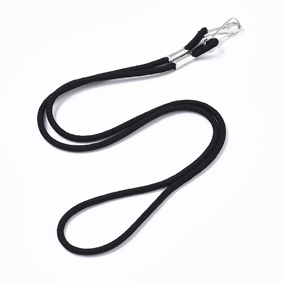 Elastic Cord Lanyard Strap, Ear Holder Rope, with Platinum Plated Iron Keychain Clasps