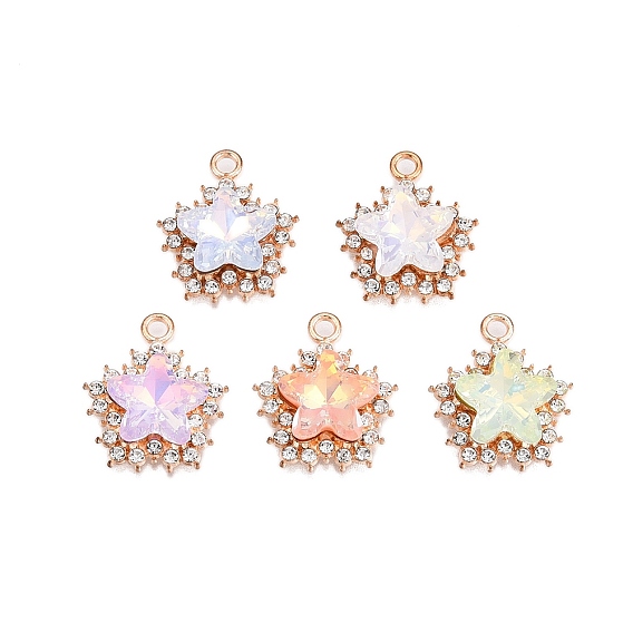 Сплав стекла подвески, со стразами, без кадмия и без свинца, звезды прелести