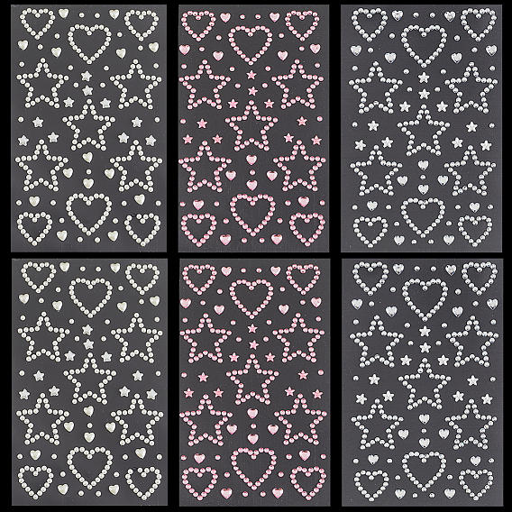 6 шт. 3 цветные смоляные стразы и жемчужные палочки из АБС-пластика, звездное сердце