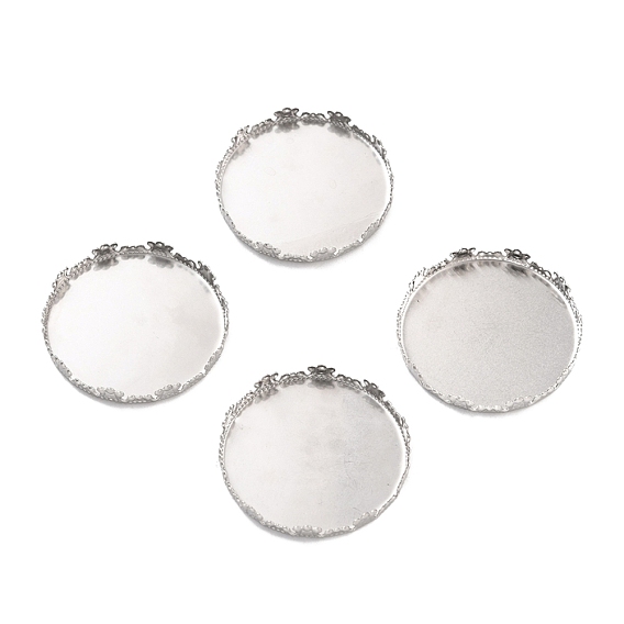 316 Surgical Stainless Steel Cabochon Tray Settings, Serrated Edge Bezel Cups, Flat Round