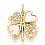 Латунные микропаве прозрачные подвески с фианитом, без кадмия и без свинца, с оболочкой, клевер, с целью перехода в кольце