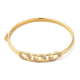 Brass Curb Chains Shape Hinged Bangle with Cubic Zirconia for Women