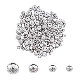 304 Stainless Steel Beads, Round with Ripples