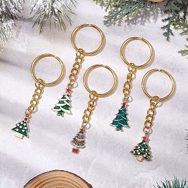 Porte-clés émail alliage, avec porte-clés fendus, arbre de Noël