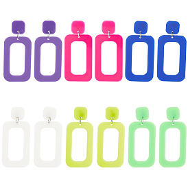 6 пары 6 стильные акриловые серьги-гвоздики с выемкой в форме прямоугольника, железные украшения для женщин