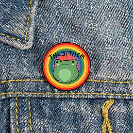 They/Them Rainbow Frog Brooch Transgender Badge