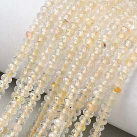 Природного золота Rutilated кварцевые нити бисера, рондель, граненые