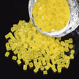 Two Cut Glass Seed Beads, Hexagon, Transparent Colours