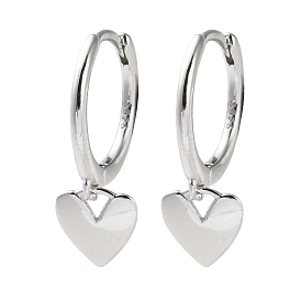 925 Sterling Silver Heart Hoop Earrings