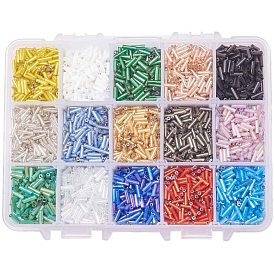 DIY Jewelry Findings, Transparent Colours Rainbow Glass Bugle Beads