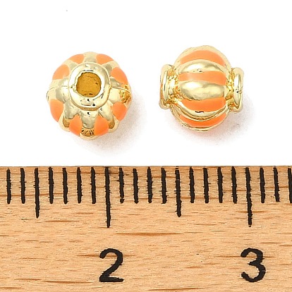 Rack Plating Alloy Enamel Beads, Long-Lasting Plated, Real 18K Gold Plated, Lantern