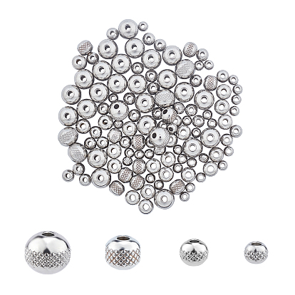304 Stainless Steel Beads, Round with Ripples