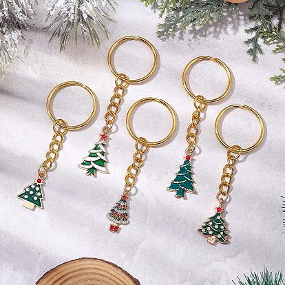 Porte-clés émail alliage, avec porte-clés fendus, arbre de Noël