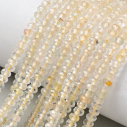 Природного золота Rutilated кварцевые нити бисера, рондель, граненые