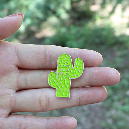 Cute Cactus Enamel Pin for Summer Vacation with Green Oil Drops