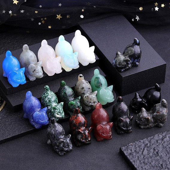 Резная статуя кошки из драгоценного камня, Камень Рейки для домашнего офиса, рабочего стола, украшение по фэн-шуй