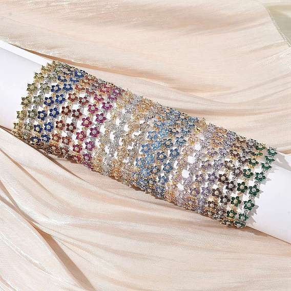 Браслеты-цветы с кубическим цирконием, украшения из латуни для женщин