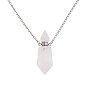 1Pc Natural Gemstone Faceted Pointed Bullet Shaped Perfume Bottle Pendant Necklaces, with Alloy Chains