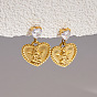 304 Stainless Steel Pave Clear Cubic Zirconia Stud Dangle Earrings, Heart with Angel