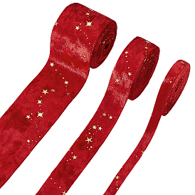 3 рулоны 3 стили лента из полиэстера и бархата со звездами, для аксессуаров для одежды, украшение подарка