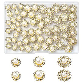 70Шитье со стразами, смолы стразами, с железными зубцами и пластиковыми бусинами, имитирующими жемчуг, аксессуары для одежды, граненые, цветок