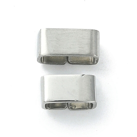201 Stainless Steel Slide Charms/Slider Beads, For Leather Cord Bracelets Making, Rectangle