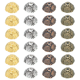 Tibetan Style Alloy Bead Caps, Cadmium Free & Lead Free, 4-Petal
