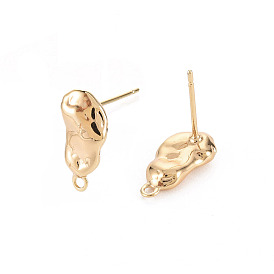 Brass Earring Findings, with Loop, Nickel Free