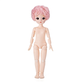 Plastic Girl Action Figure Body, with Head & Long/Short Curly Hairstyle, for BJD Doll Accessories Marking
