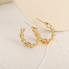 Chic Metal Hollow Circle Earrings with C-shaped Studs for Women