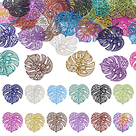 48 шт. 12 стили 430 и 201 филигранные подвески из нержавеющей стали, гравированные металлические украшения, подвески из тропических листьев, лист монстры