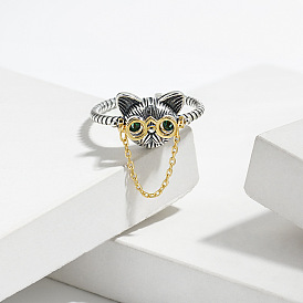 Очки собака 925 стерлинговое серебро микропаве кубический цирконий регулируемые манжеты кольца