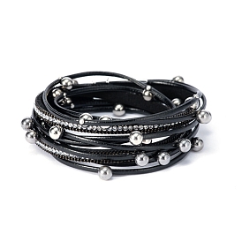 PU Leather Wrap Braclets, Multi Layers Bracelet with Magnetic Clasp
