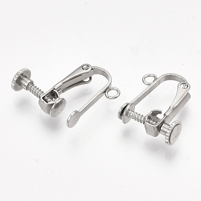 304 Stainless Steel Screw Clip Earring Converter, Spiral Ear Clip, for  Non-Pierced Ears, with Loop, Stainless Steel Color, 15x14~18x5mm, Hole:  1.8mm