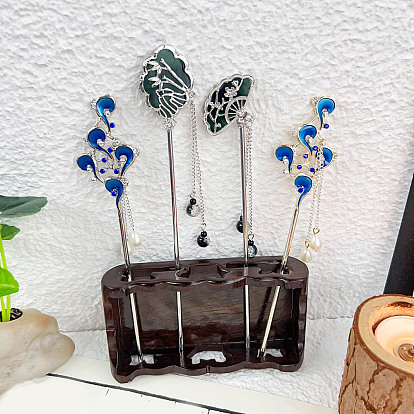 Палочки для волос с когтями из сплава эмали, аксессуары для волос с жемчужными кисточками для женщин и девочек