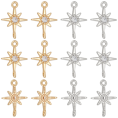 12шт 2 цветная латунь микро паве прозрачный кубический цирконий подвески-соединители, звездные ссылки