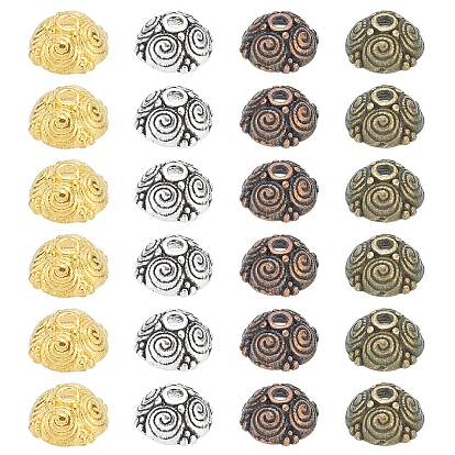 Tibetan Style Alloy Bead Caps, Cadmium Free & Lead Free, 4-Petal