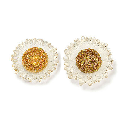 Прозрачные цветочные кабошоны из смолы, подсолнечник